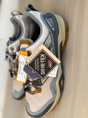GORE-TEX Men’s Trail Sneakers in Gray and Tan with Yellow Accents